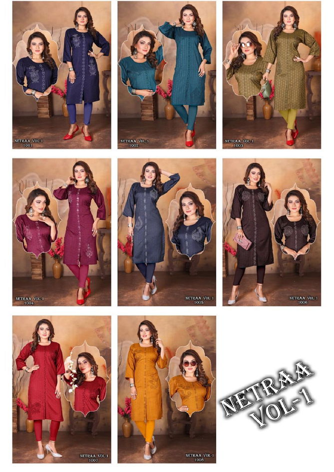 Jlf Netraa Vol 1 1001 To 1008 Designer Kurtis Catalog
